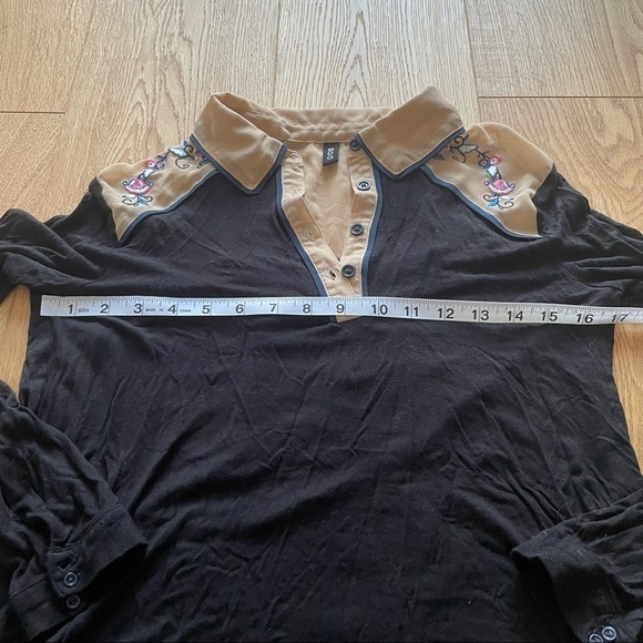 BDG LONG SLEEVES HALF BUTTON DOWN FLORAL TOP -  S - Picture 9 of 13